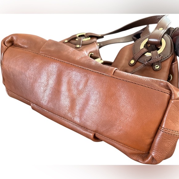 Michael Kors brown genuine leather handbag 3 big pockets EUC clean inside hobo - Picture 12 of 12